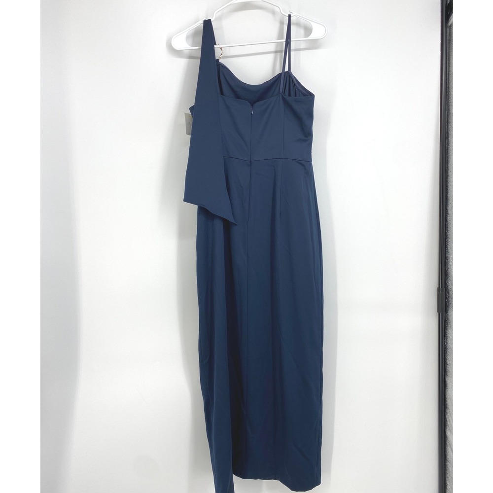 Adrianna‎ Papell One Shoulder Satin Crepe Dress Blue Size 6 - Picture 3 of 9